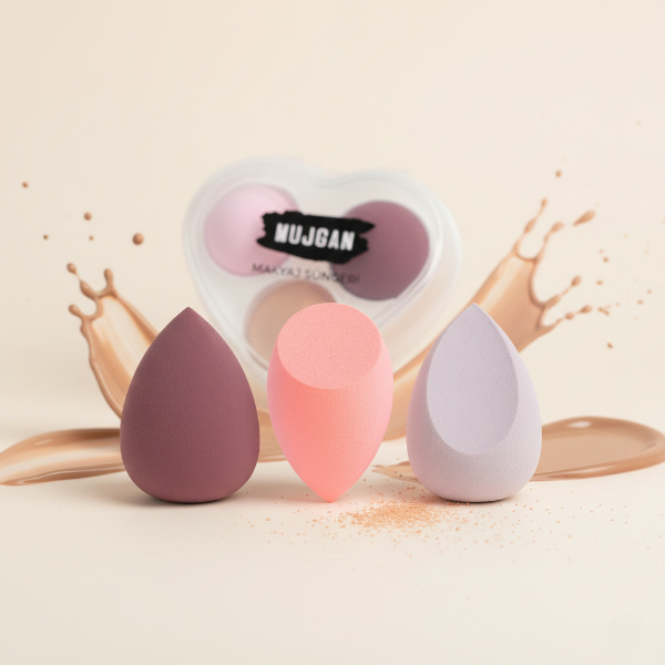 3'lü Makyaj Süngeri Seti Kalpli Kutu